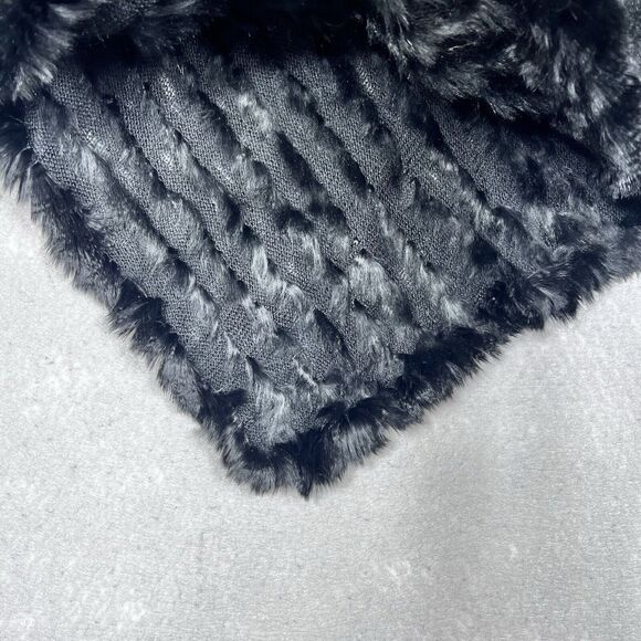 Barami Shawl Large Black Plucked Rabbit Fur Asymmetrical Poncho Wrap Shawl Cape - Picture 4 of 10